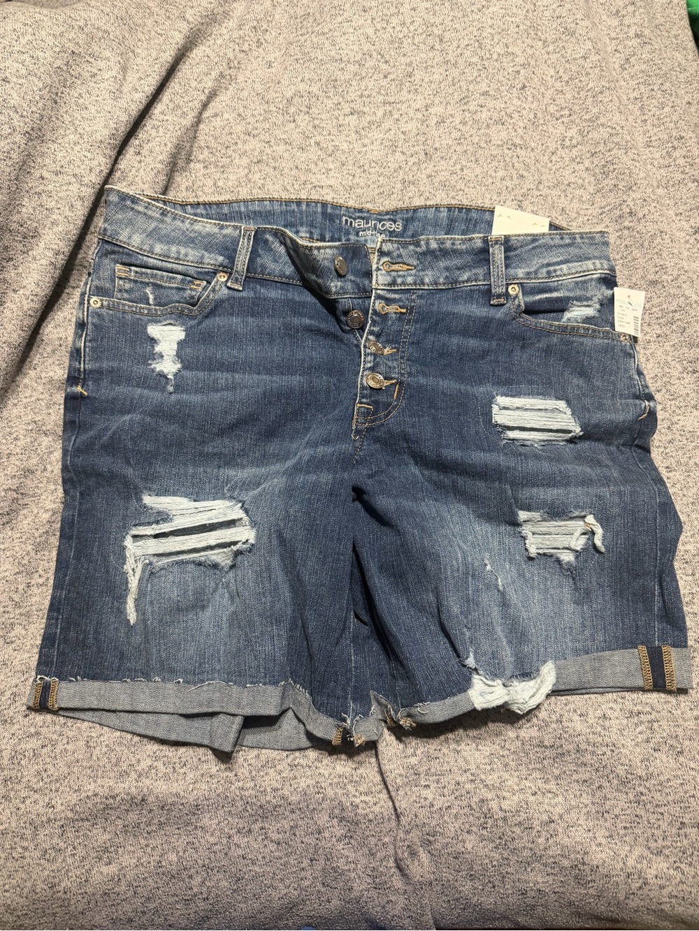 Maurices Distressed Denim Jean Shorts - Blue